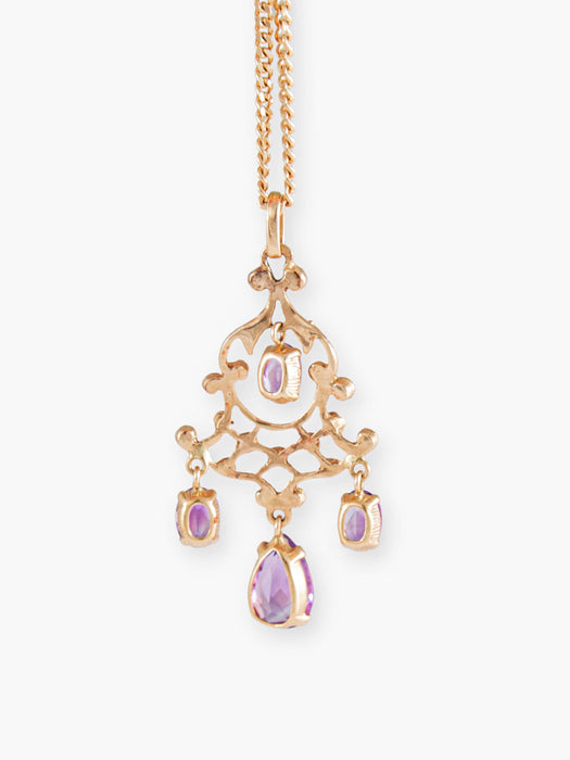 Collier Collier Or Jaune, Pendentif Girandole Améthystes 58 Facettes DV0032-44