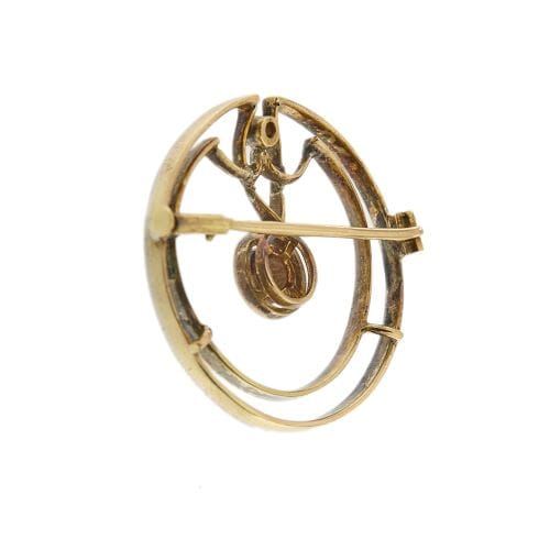 Broche Broche Art déco ronde en or jaune et blanc 18 carats avec diamants 58 Facettes 35599