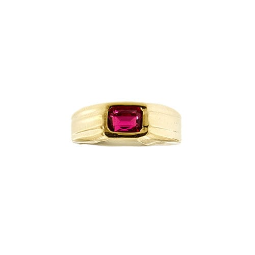 Bague 62 Bague homme en or jaune 18 carats avec cristal rouge 58 Facettes 35623