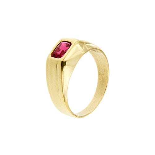 Bague 62 Bague homme en or jaune 18 carats avec cristal rouge 58 Facettes 35623
