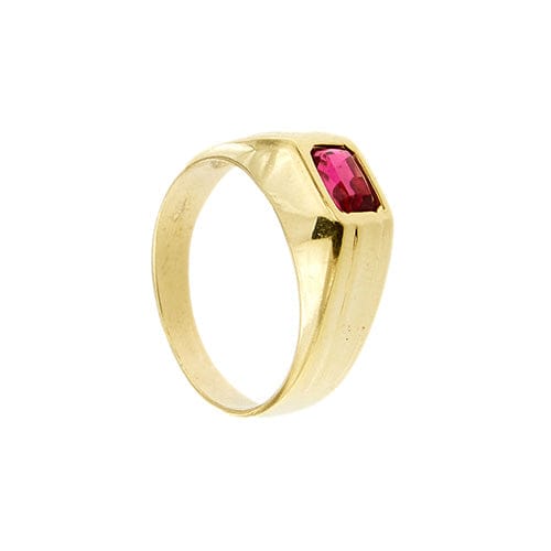 Bague 62 Bague homme en or jaune 18 carats avec cristal rouge 58 Facettes 35623