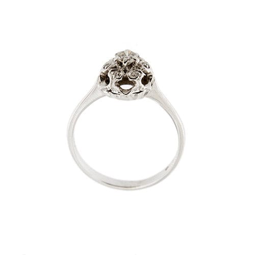 Bague 57 Bague solitaire fleur en or blanc 18 carats et diamants 0,24 ct 58 Facettes 35652