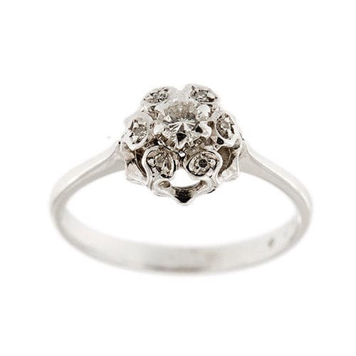 Bague 57 Bague solitaire fleur en or blanc 18 carats et diamants 0,24 ct 58 Facettes 35652