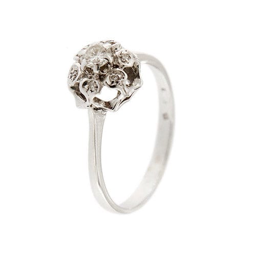 Bague 57 Bague solitaire fleur en or blanc 18 carats et diamants 0,24 ct 58 Facettes 35652