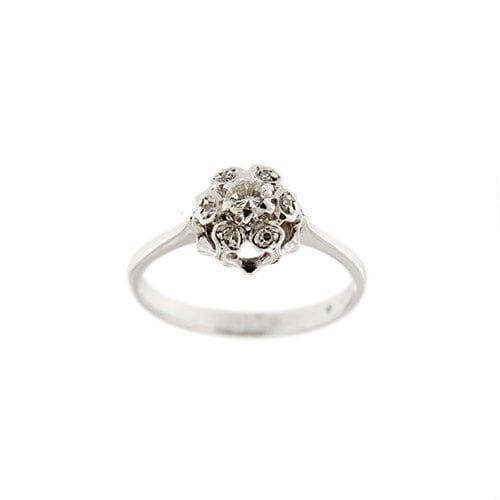 Bague 57 Bague solitaire fleur en or blanc 18 carats et diamants 0,24 ct 58 Facettes 35652