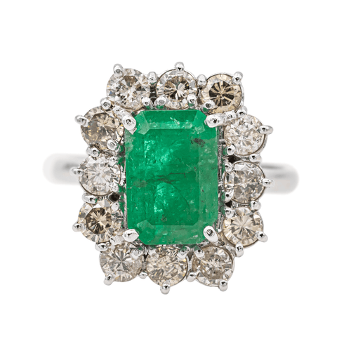 Bague 53 Bague en or blanc 18 carats avec émeraude et diamants 58 Facettes 3565535CN