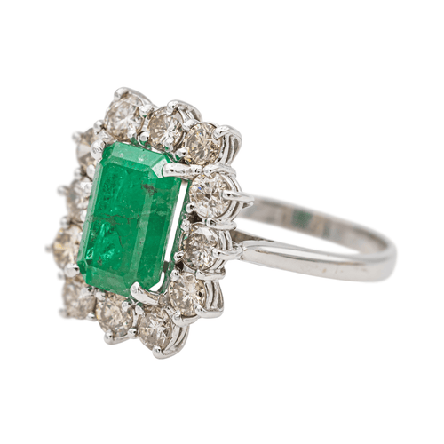 Bague 53 Bague en or blanc 18 carats avec émeraude et diamants 58 Facettes 3565535CN