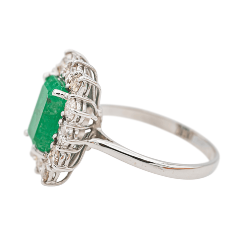 Bague 53 Bague en or blanc 18 carats avec émeraude et diamants 58 Facettes 3565535CN