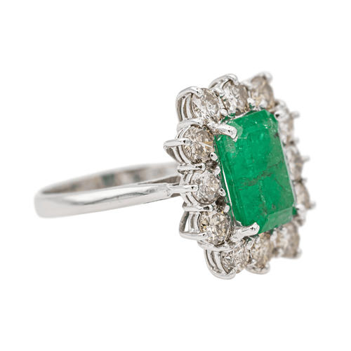 Bague 53 Bague Or blanc Emeraude, Diamant 58 Facettes 3565535CN