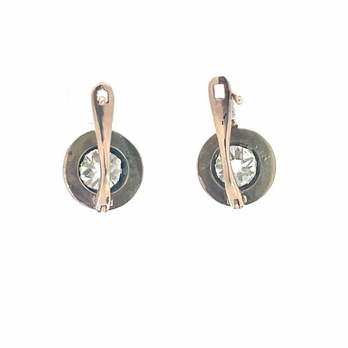 Boucles d'oreilles Boucles d’oreilles en argent et or jaune avec diamant taille ancienne 58 Facettes