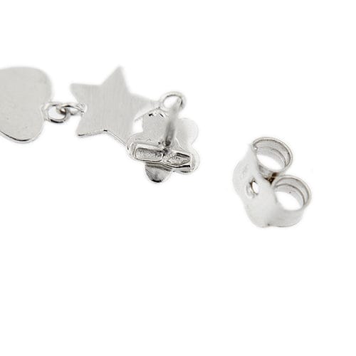 Boucles d'oreilles Boucles d’oreilles pendantes fleur, étoile et cœur en or blanc 18 kt 58 Facettes 36062