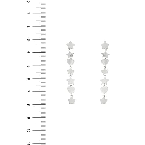 Boucles d'oreilles Boucles d’oreilles pendantes fleur, étoile et cœur en or blanc 18 kt 58 Facettes 36062