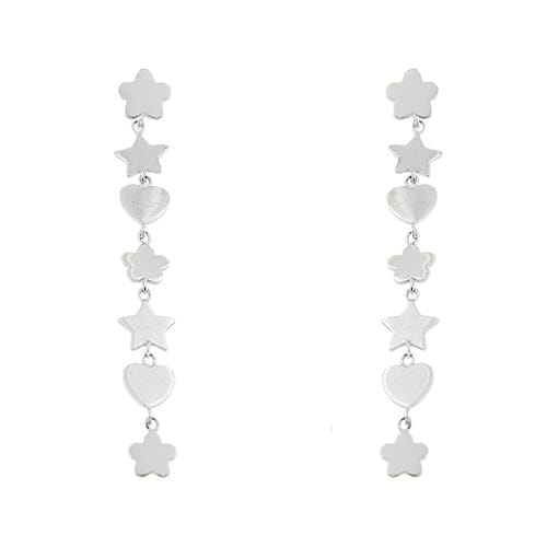 Boucles d'oreilles Boucles d’oreilles pendantes fleur, étoile et cœur en or blanc 18 kt 58 Facettes 36062