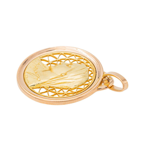 Pendentif Pendentif religieux Vierge Marie en or jaune et or rose 18 carats 58 Facettes 3622030CN