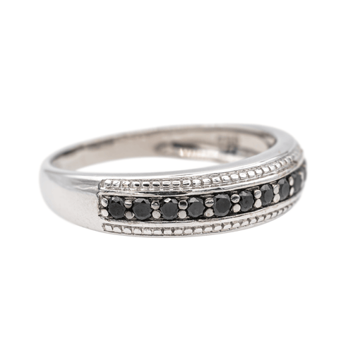 Bague 51 Bague en or blanc 18 carats sertie de diamants noirs 58 Facettes 3629488CN