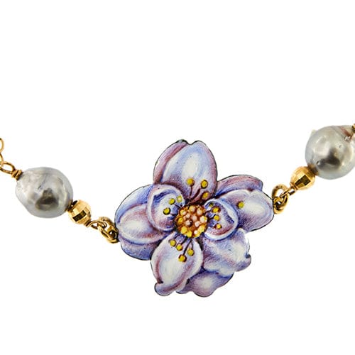Bracelet Gabriella Rivalta - Bracelet fleur émaillée en or jaune 18 kt et perles 58 Facettes 36328