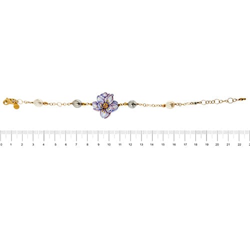 Bracelet Gabriella Rivalta - Bracelet fleur émaillée en or jaune 18 kt et perles 58 Facettes 36328
