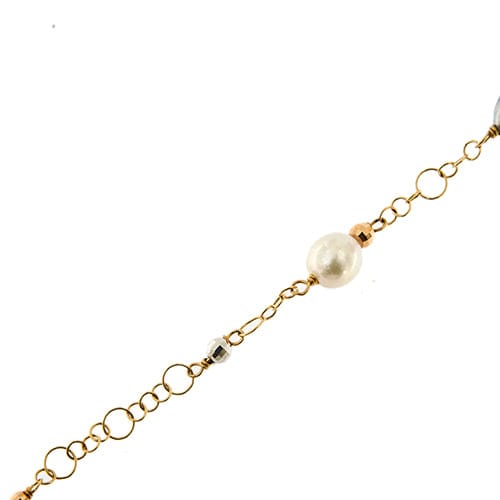 Bracelet Gabriella Rivalta - Bracelet fleur émaillée en or jaune 18 kt et perles 58 Facettes 36328