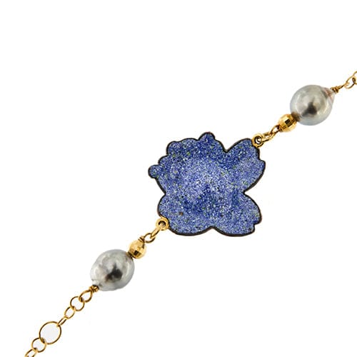 Bracelet Gabriella Rivalta - Bracelet fleur émaillée en or jaune 18 kt et perles 58 Facettes 36328