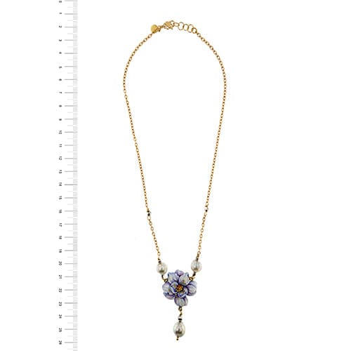 Collier Gabriella Rivalta - Collier fleur émaillée et perles en or jaune 18 ct 58 Facettes 36329
