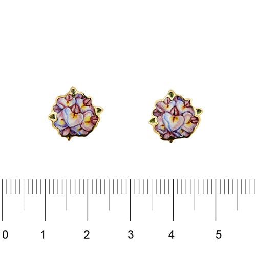 Boucles d'oreilles Gabriella Rivalta - Boucles d’oreilles fleurs en or jaune 18 ct émaillées 58 Facettes 36332