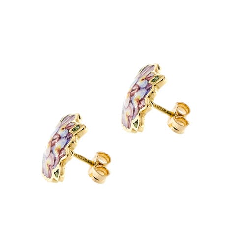 Boucles d'oreilles Gabriella Rivalta - Boucles d’oreilles fleurs en or jaune 18 ct émaillées 58 Facettes 36332