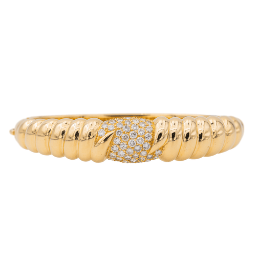 Bracelet Bracelet jonc en or jaune 18 carats serti de diamants 58 Facettes 3634691CN