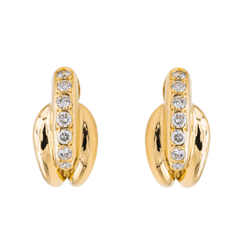 Boucles d'oreilles Boucles d’oreilles demi-créoles en or jaune 18 carats et diamants 58 Facettes 3634764CN