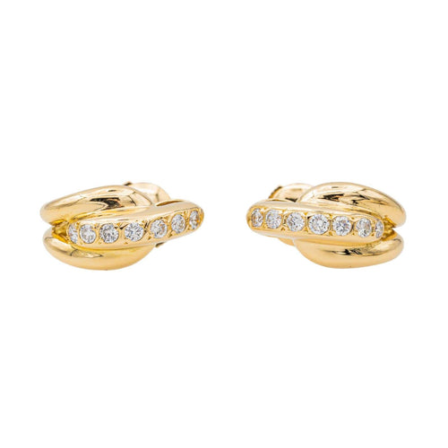 Boucles d'oreilles Boucles d’oreilles demi-créoles en or jaune 18 carats et diamants 58 Facettes 3634764CN