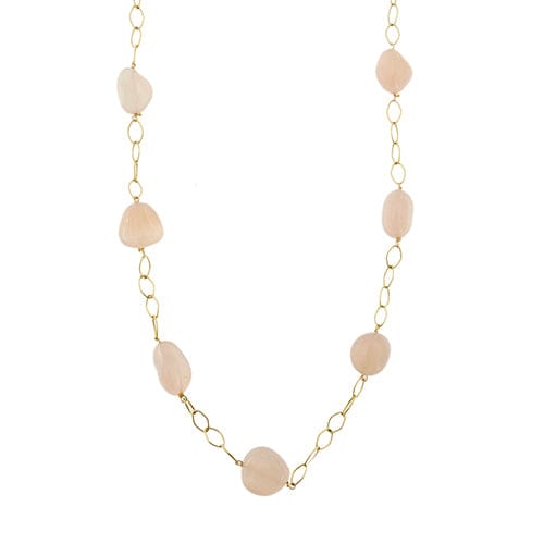 Collier Collier - Chaîne longue en or jaune 18 kt et quartz rose 58 Facettes 36370