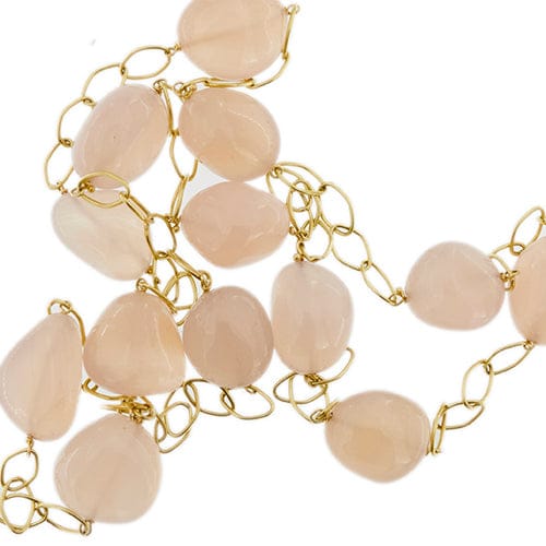 Collier Collier - Chaîne longue en or jaune 18 kt et quartz rose 58 Facettes 36370