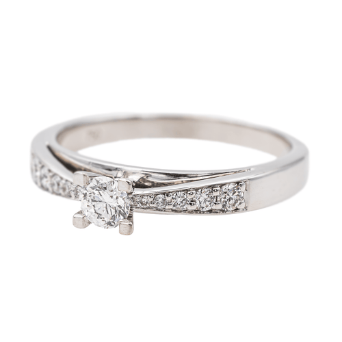 Bague 60 Bague solitaire en or blanc 18 carats et diamants 58 Facettes 3641117CN