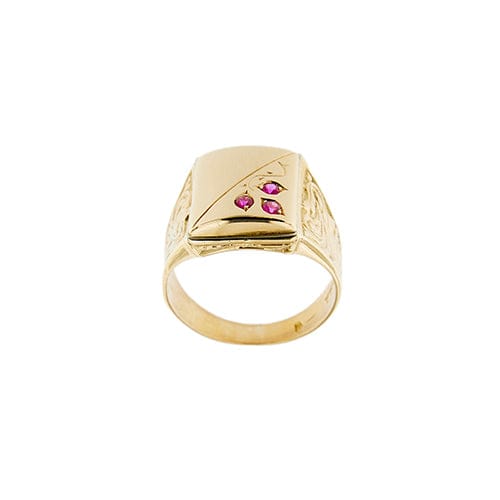 Bague Bague homme rectangulaire en or jaune 18 kt avec rubis 58 Facettes 36431