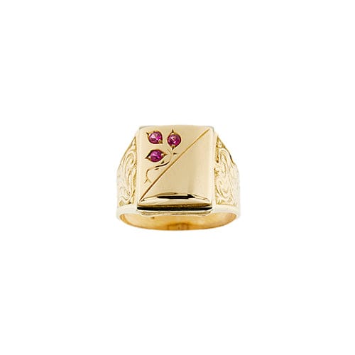 Bague Bague homme rectangulaire en or jaune 18 kt avec rubis 58 Facettes 36431