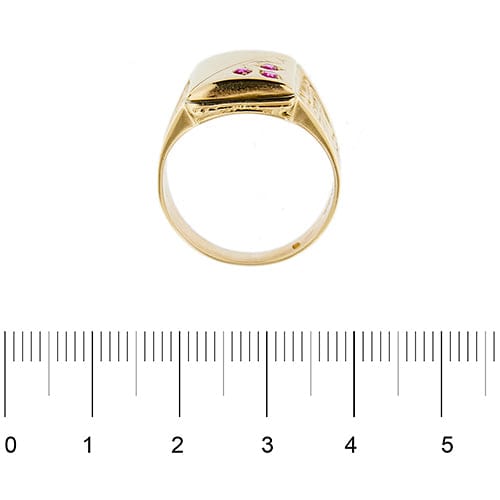 Bague Bague homme rectangulaire en or jaune 18 kt avec rubis 58 Facettes 36431