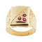 Bague Bague homme rectangulaire en or jaune 18 kt avec rubis 58 Facettes 36431