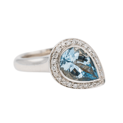 Bague 53 Bague en or blanc 18 carats avec aigue-marine et diamants 58 Facettes 3655097CN