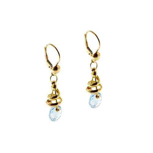 Boucles d'oreilles Boucles d’oreilles pendantes spirales en or jaune 18 carats et topazes 58 Facettes 36558