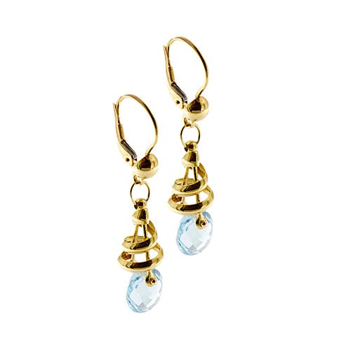Boucles d'oreilles Boucles d’oreilles pendantes spirales en or jaune 18 carats et topazes 58 Facettes 36558