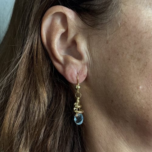 Boucles d'oreilles Boucles d’oreilles pendantes spirales en or jaune 18 carats et topazes 58 Facettes 36558