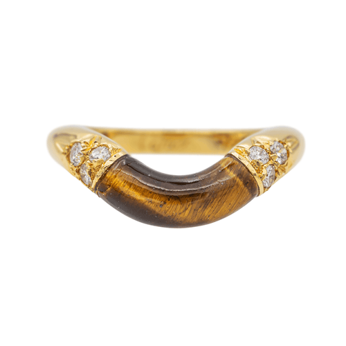 Bague 52 Cartier - Bague en or jaune sertie d’œil de tigre et diamants 58 Facettes 3662247RV