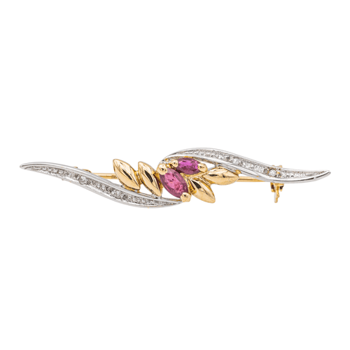 Broche Broche en or jaune 18 carats avec rubis et diamants 58 Facettes 3670083CN
