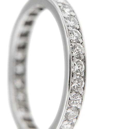 Bague 51 Bague alliance éternité - Diamants taille brillant en or blanc 18 carats 58 Facettes 36705