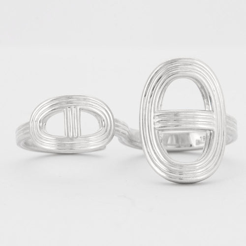 Bague 53 HERMES - Bague Double Chaîne D'ancre 58 Facettes DV0365-7