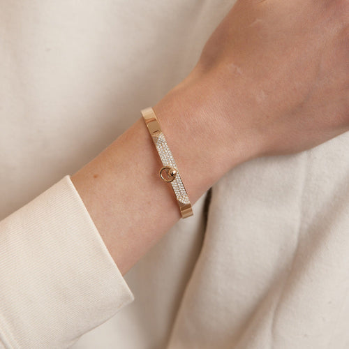 Bracelet HERMES - Bracelet modèle Collier de chien Or rose Diamants 58 Facettes DV0044-1