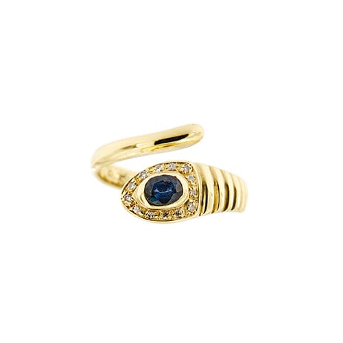 Bague Bague serpent - Bague ouverte en or jaune 18 kt saphir et diamants 58 Facettes 36945