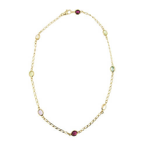 Collier Collier ras-de-cou maille cheval en or jaune 18 ct avec pierres colorées 58 Facettes 36994