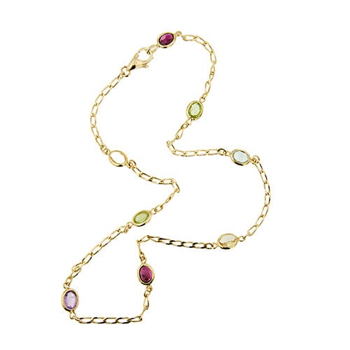 Collier Collier ras-de-cou maille cheval en or jaune 18 ct avec pierres colorées 58 Facettes 36994