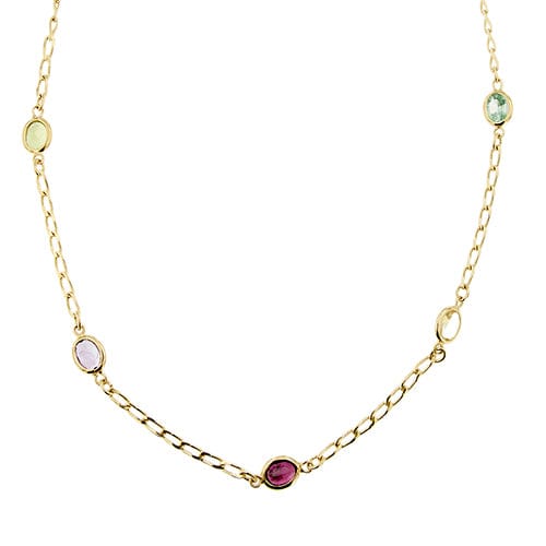 Collier Collier ras-de-cou maille cheval en or jaune 18 ct avec pierres colorées 58 Facettes 36994