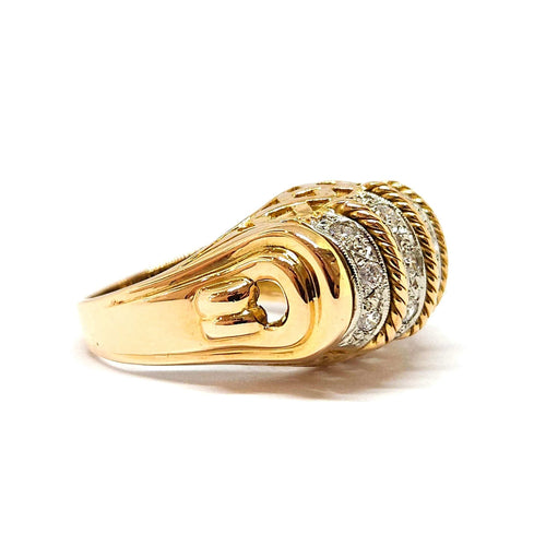 Bague 52 Bague ancienne en or jaune 18 carats et diamants 58 Facettes